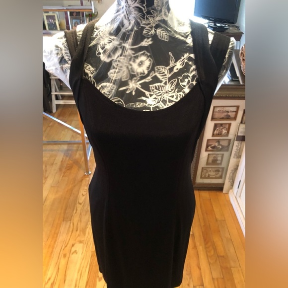 Expo Nite size 12 black vintage 90’s dress w/silver embellished stretch - Picture 2 of 16